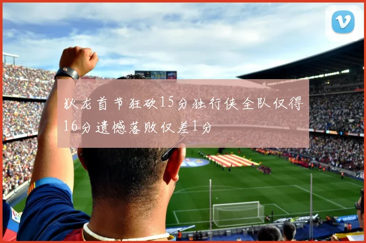 狄龙首节狂砍15分独行侠全队仅得16分遗憾落败仅差1分